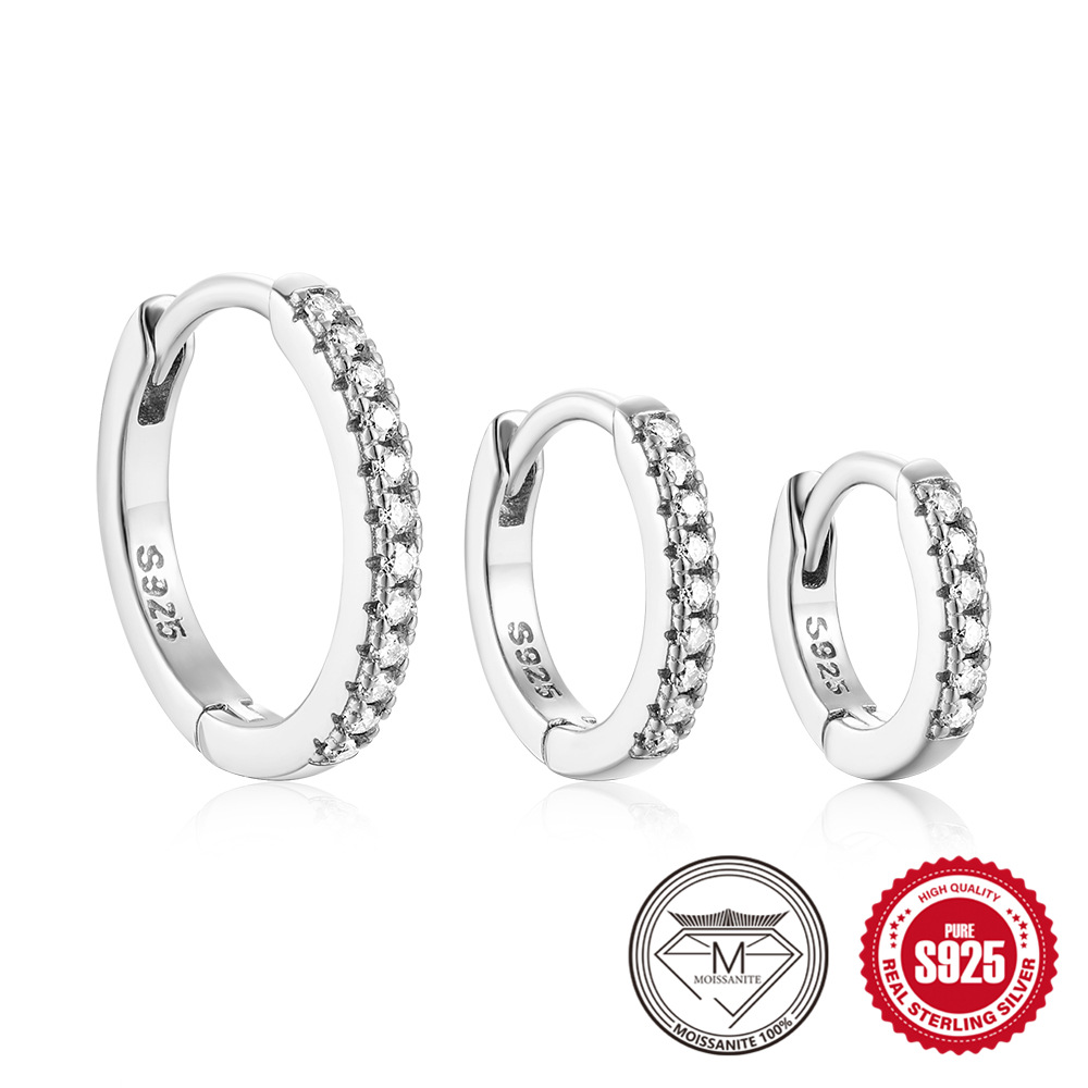 S925 Sterling Silver Moissanite Hoop Earrings