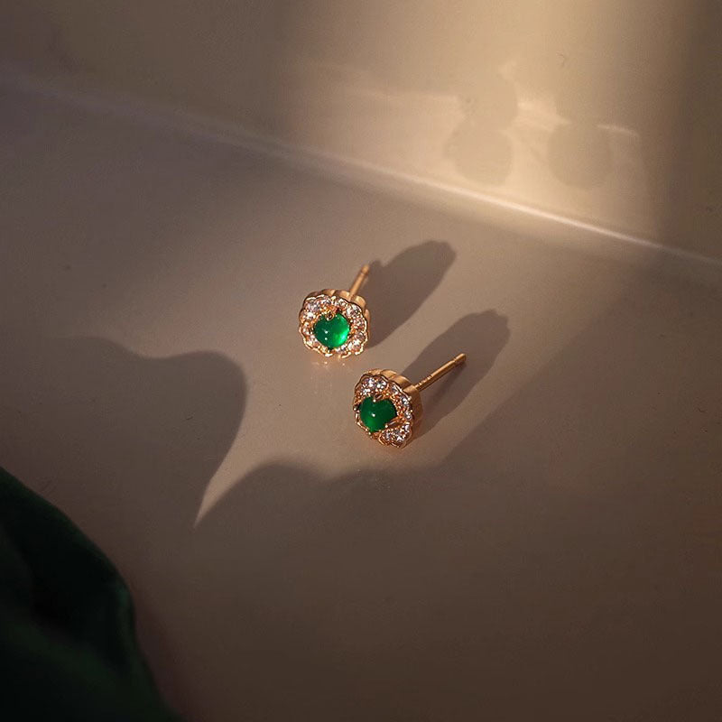 925 sterling silver chalcedony small square earrings