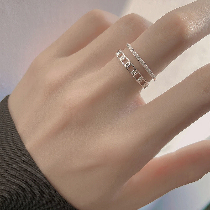 925 sterling silver double-layer open ring