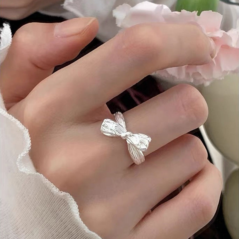 925 sterling silver bowknot ring - silvery
