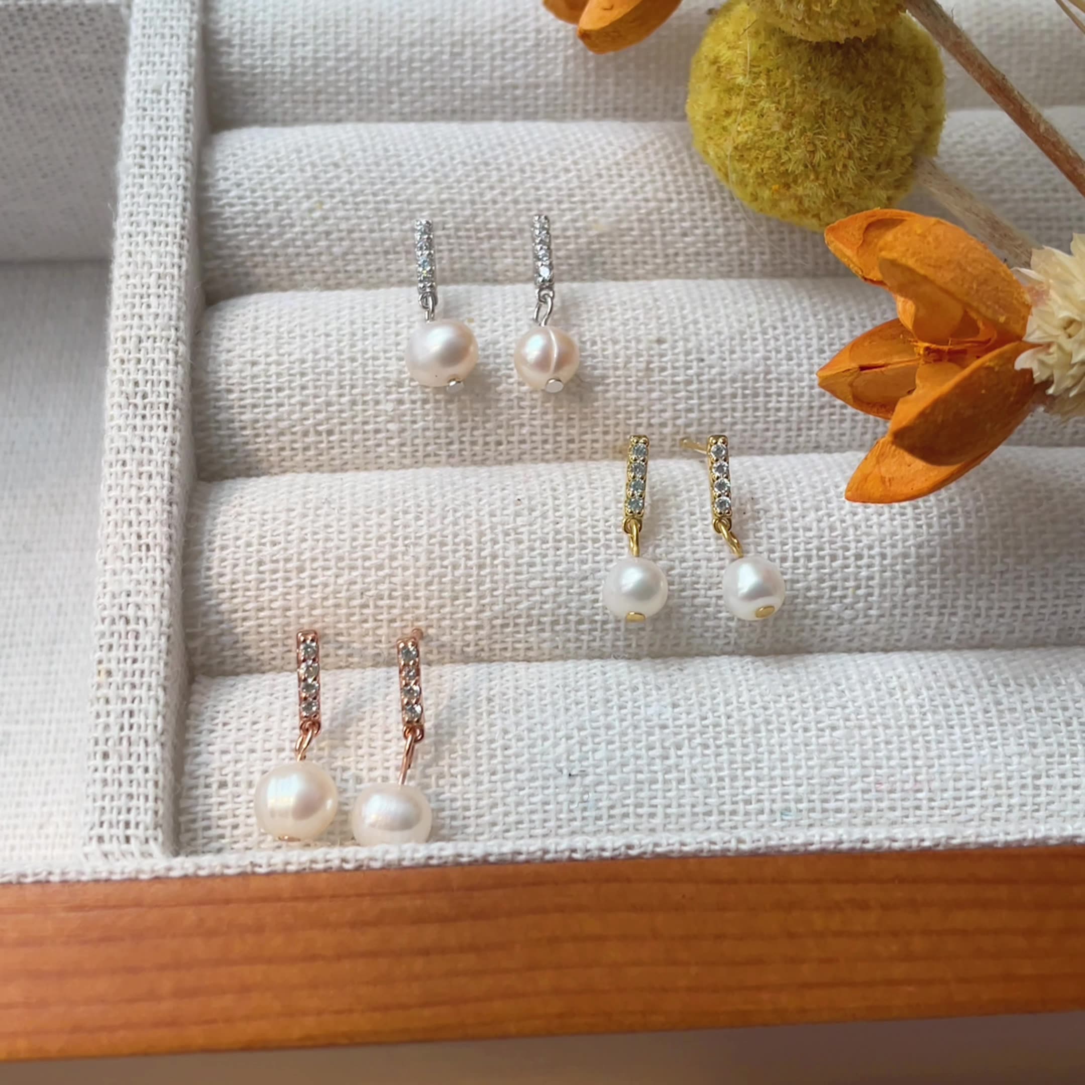 925 sterling silver freshwater pearl earrings