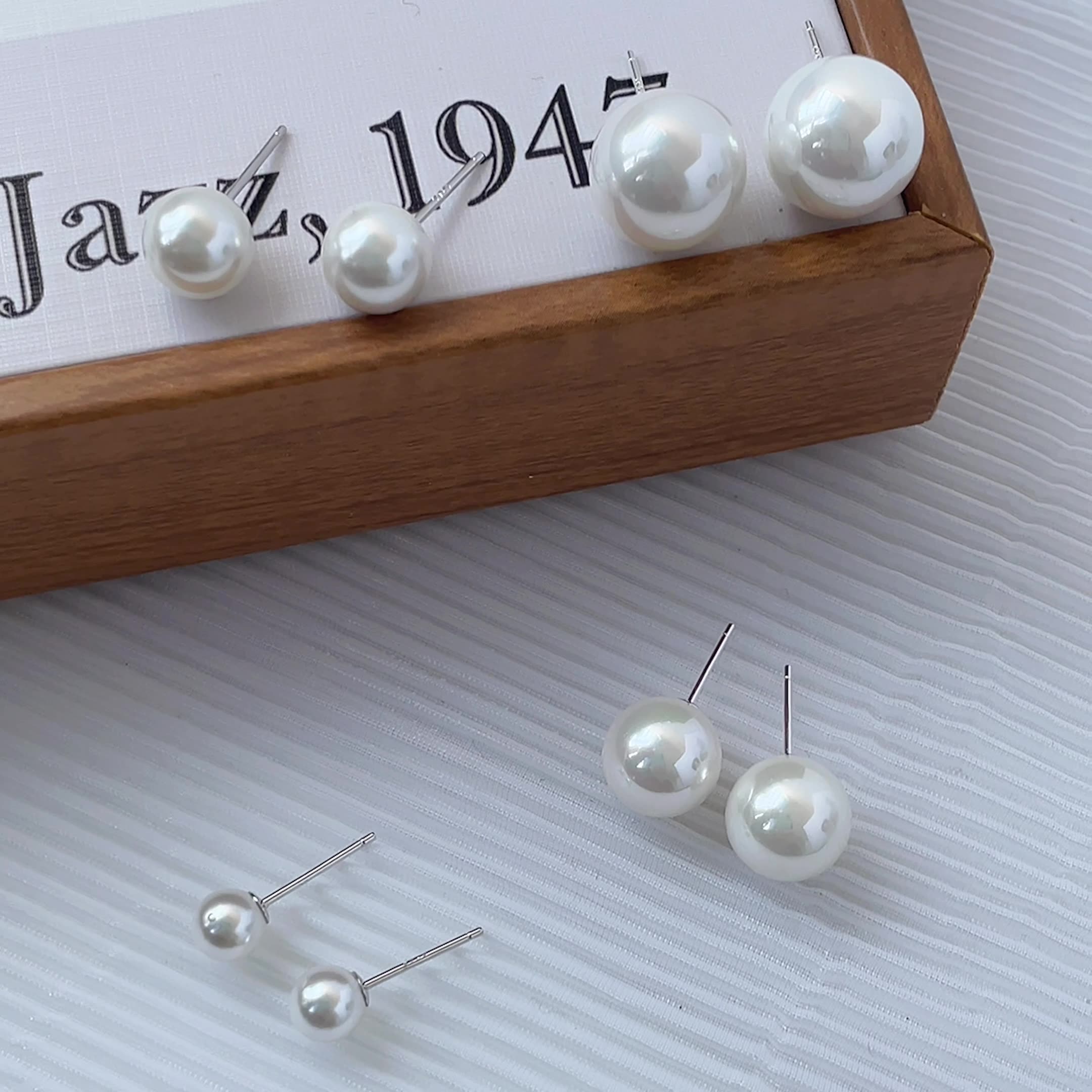 S925 pure silver pearl earrings