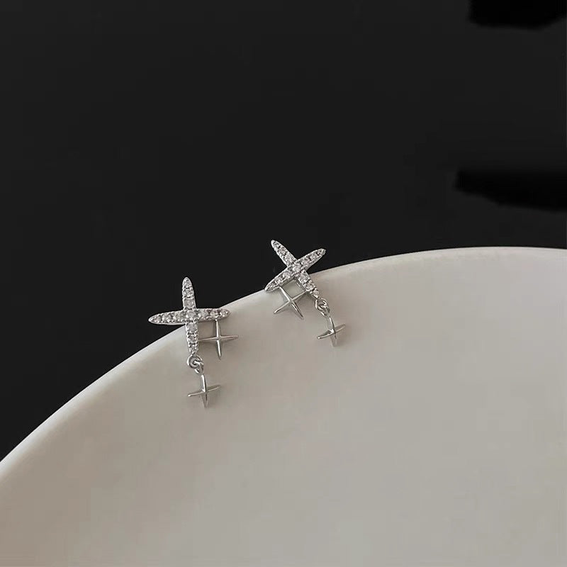 925 sterling silver star earrings - silvery