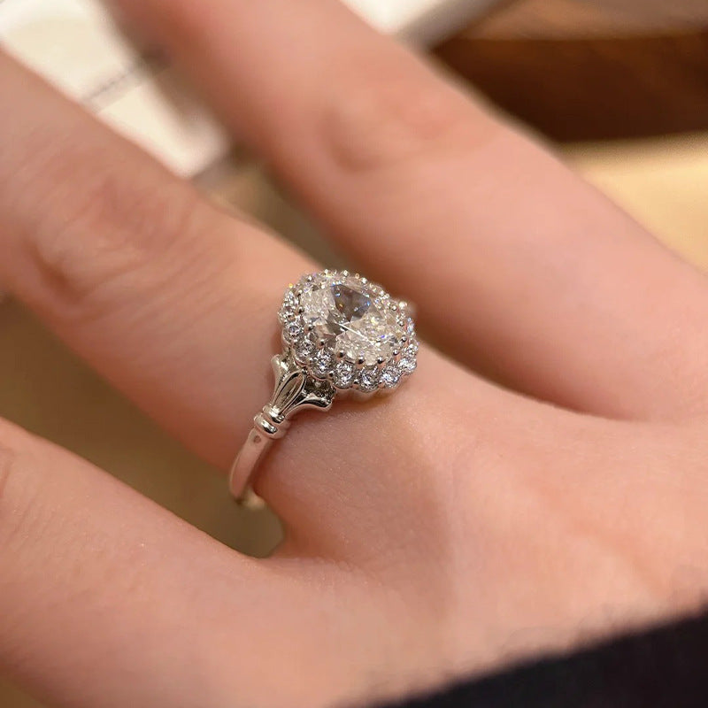 925 sterling silver sparkling zirconium ring - silvery