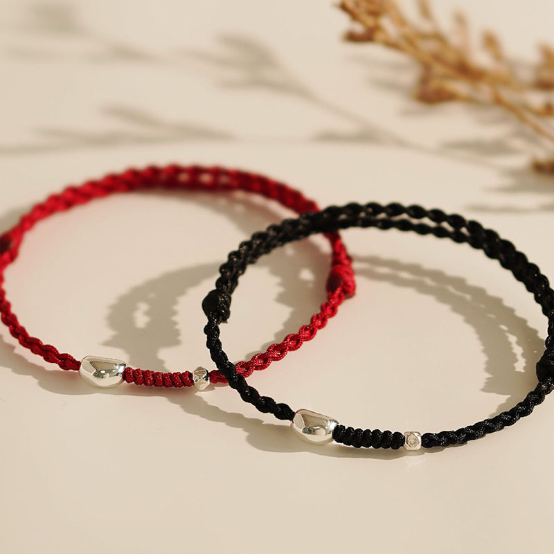 925 sterling silver couple bracelet with silver beads