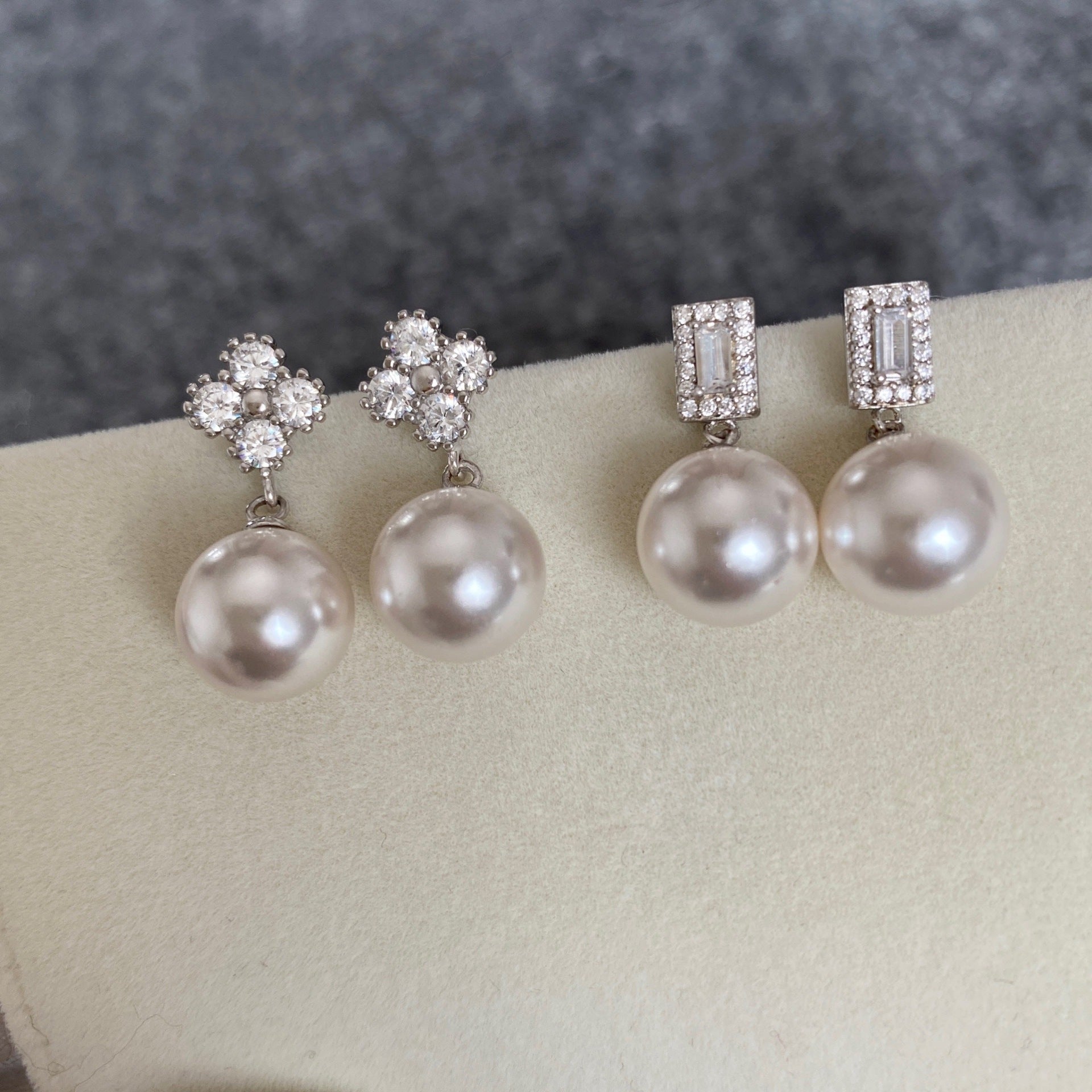 925 sterling silver pearl earrings - silvery