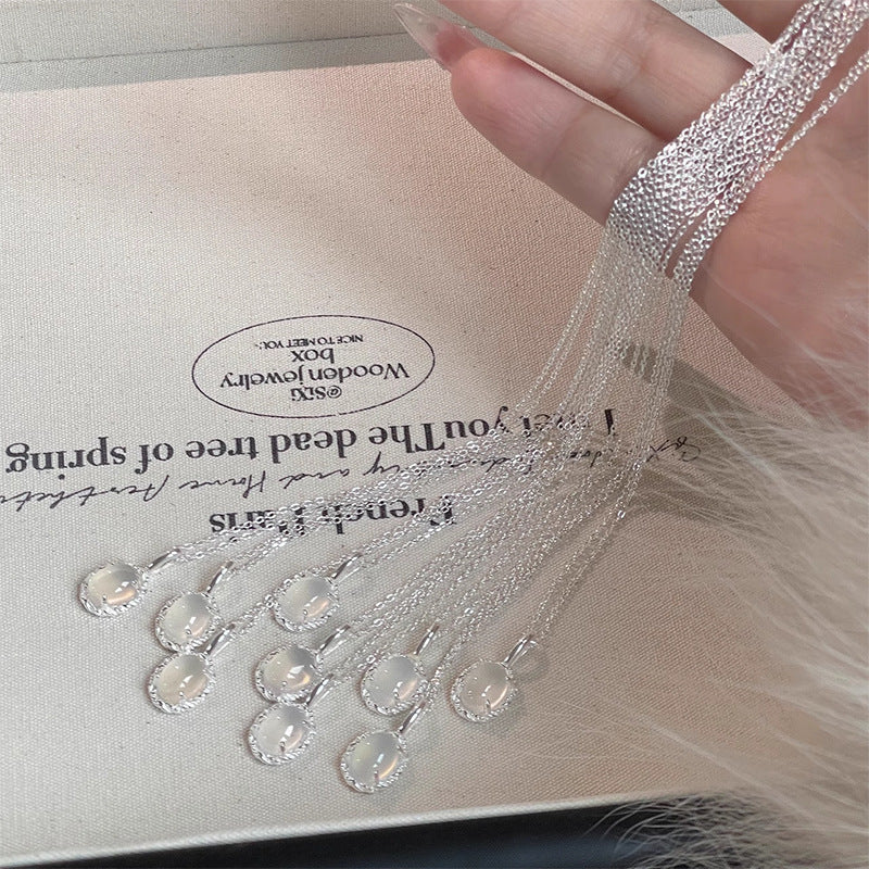 S925 pure silver chalcedony necklace