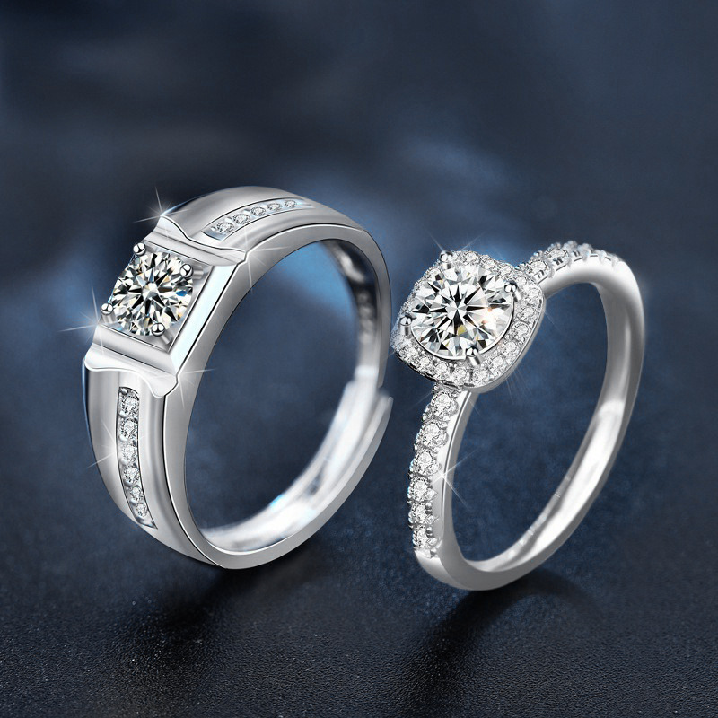 S925 Sterling Silver Moissanite Ring Couple Rings