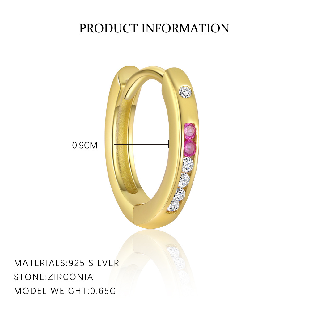 S925 Sterling Silver Zircon Huggie Earrings