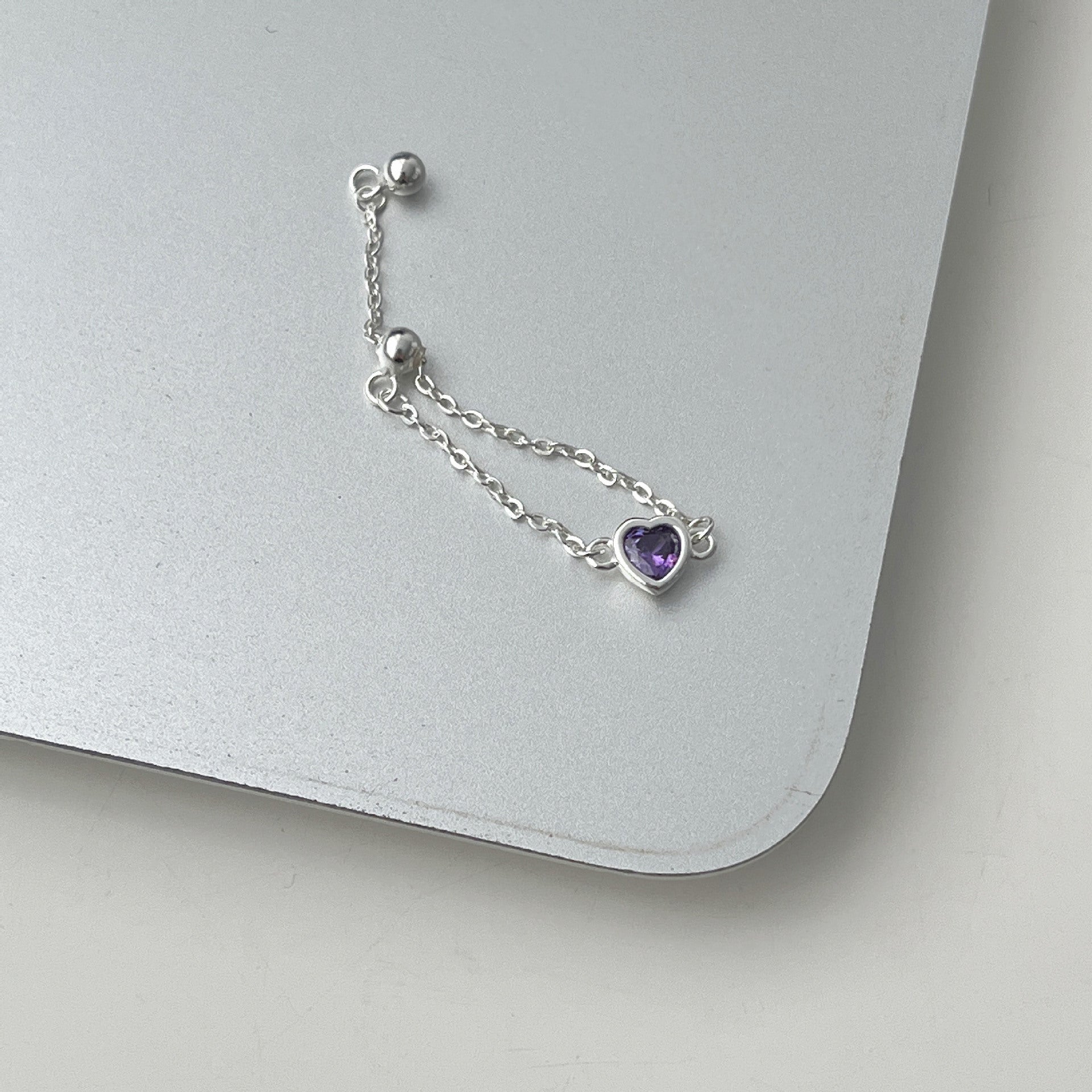 925 sterling silver adjustable chain ring - silvery