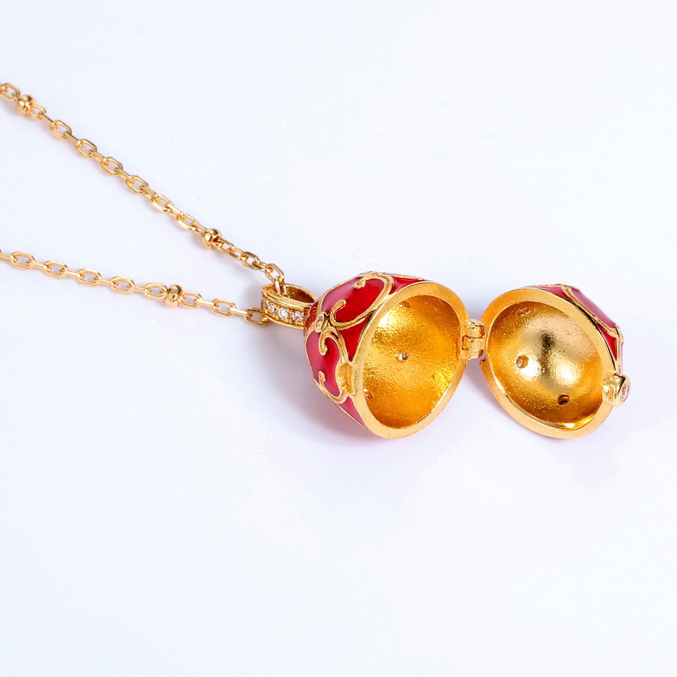 S925 Sterling Silver Plated 9K Gold Dripping Pattern White Zirconium Egg Necklace