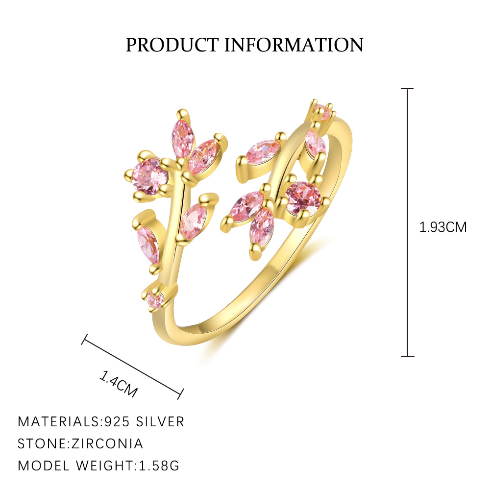 S925 Sterling Silver Open Ring with Colorful Sparkling Zirconia
