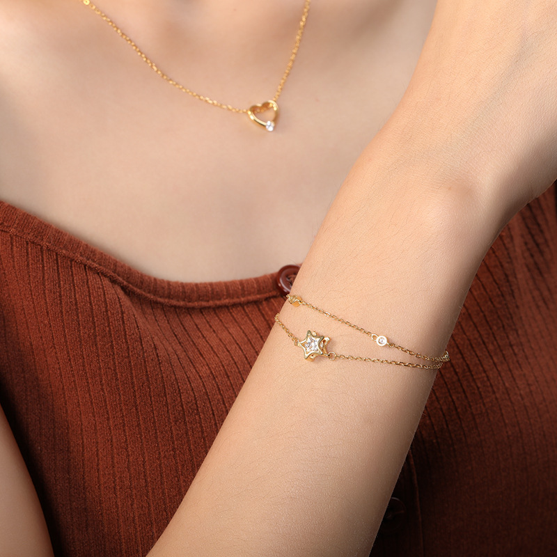 S925 Sterling Silver Double-Layer Bracelet with Zirconia