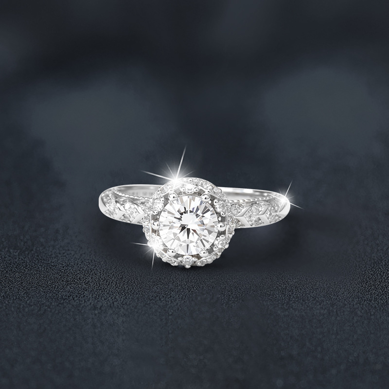 S925 Sterling Silver "Snow Queen" Moissanite Ring
