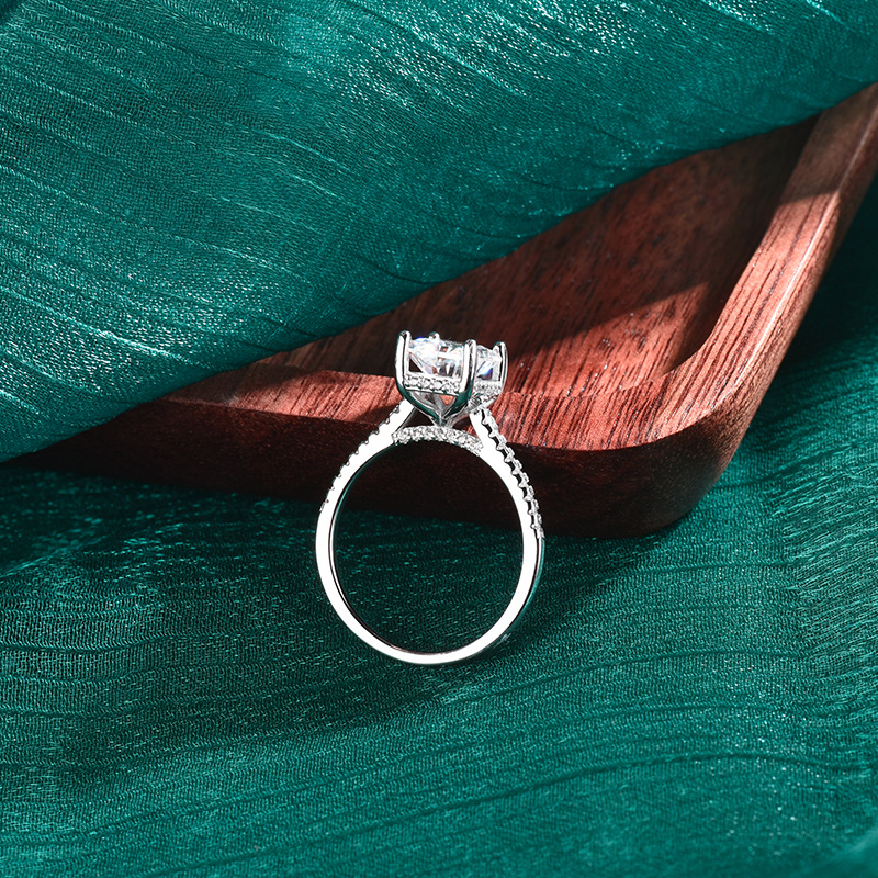 S925 Sterling Silver Large Rectangle Moissanite Statement Ring