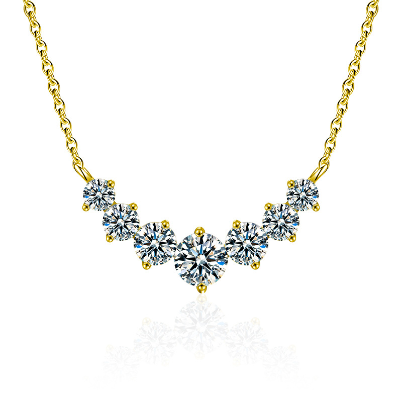 925 Sterling Silver Seven Moissanite Necklace