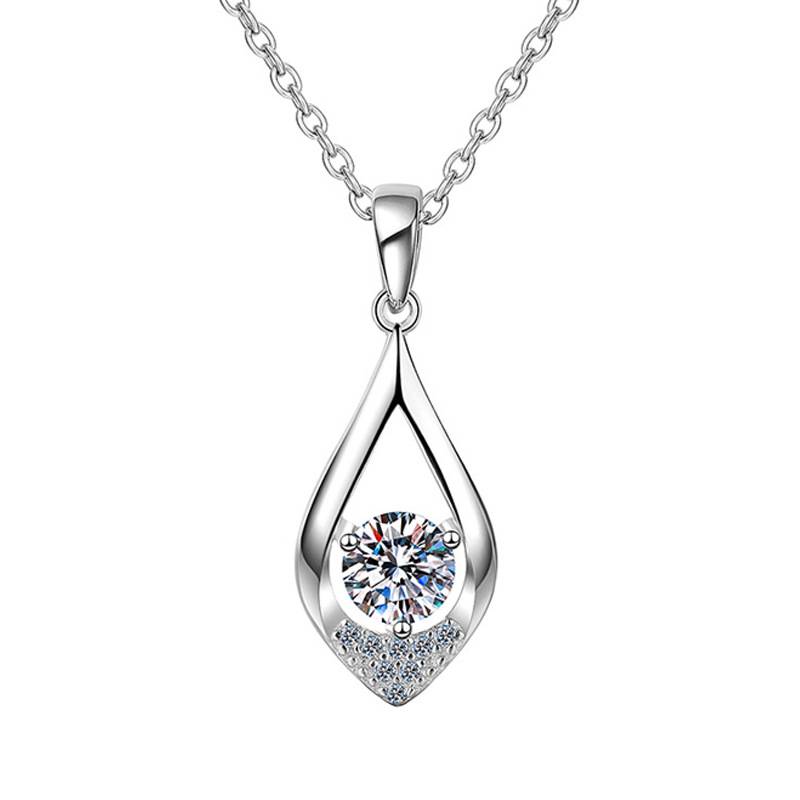 S925 Sterling Silver Moissanite Water Drop Pendant Necklace