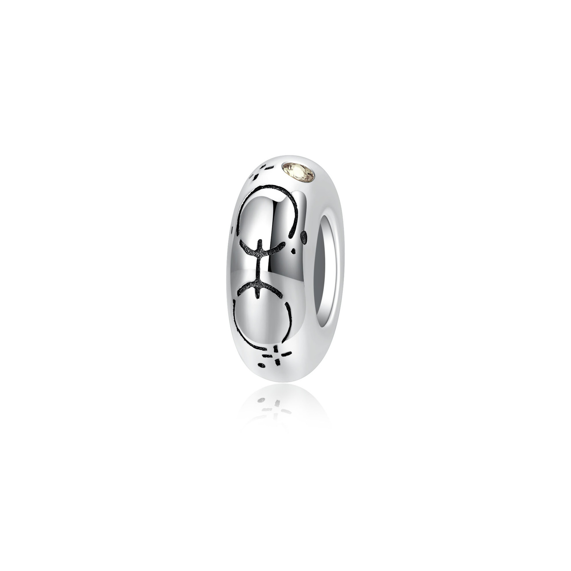 S925 Sterling Silver 12 Constellation Zircon Spacer Beads Pendant
