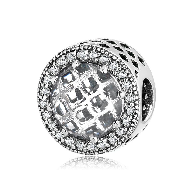 S925 Sterling Silver Beads Classic Color Zircon Snowflake Pendant
