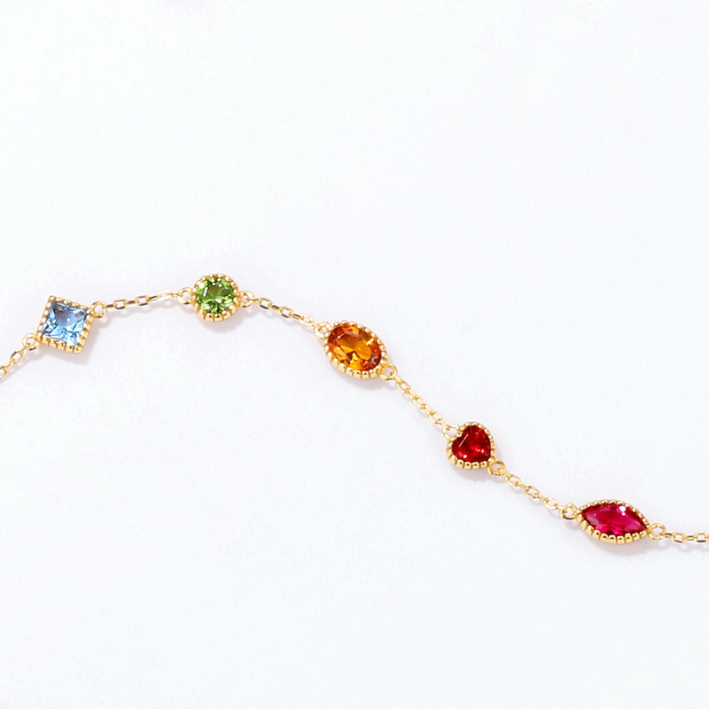 S925 Sterling Silver Vintage Court Style Colored Zircon Bracelet