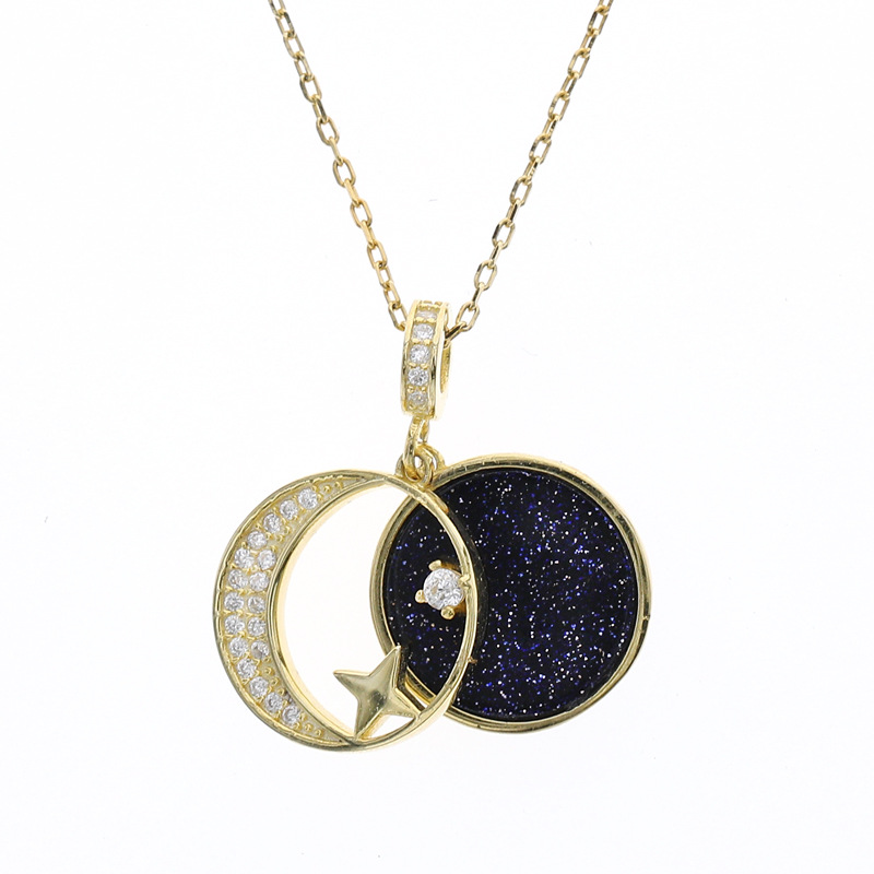 S925 Sterling Silver Zircon and Purple Sand Stone Collarbone Necklace