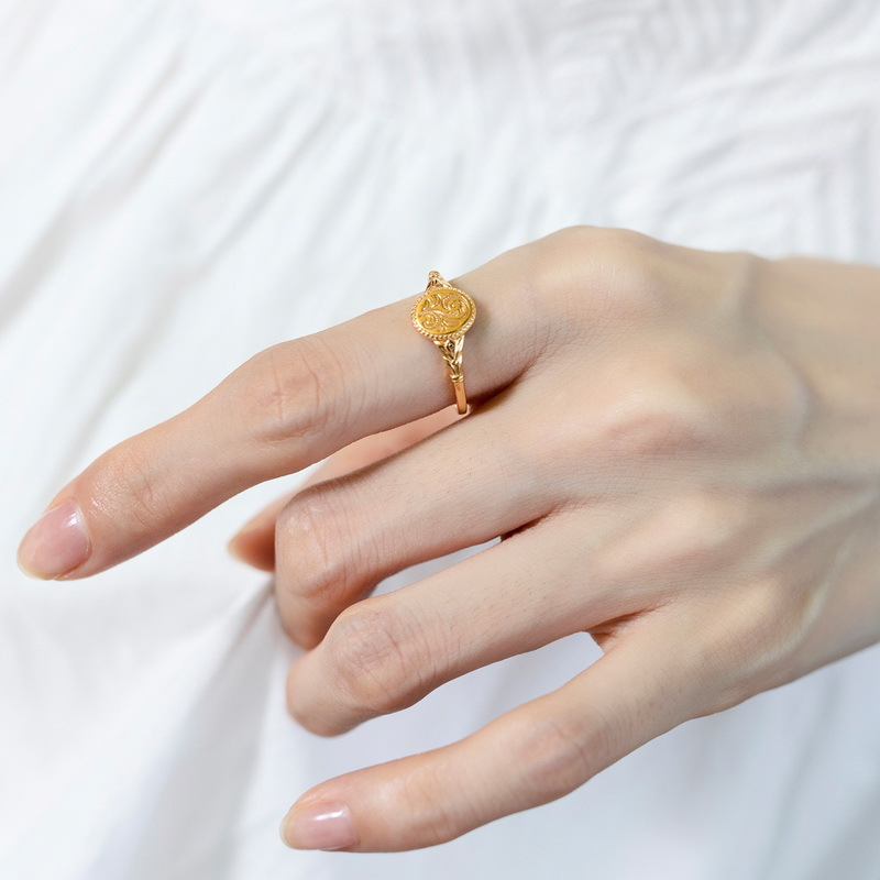 S925 Sterling Silver Gold-Plated Classic Leaf Ring