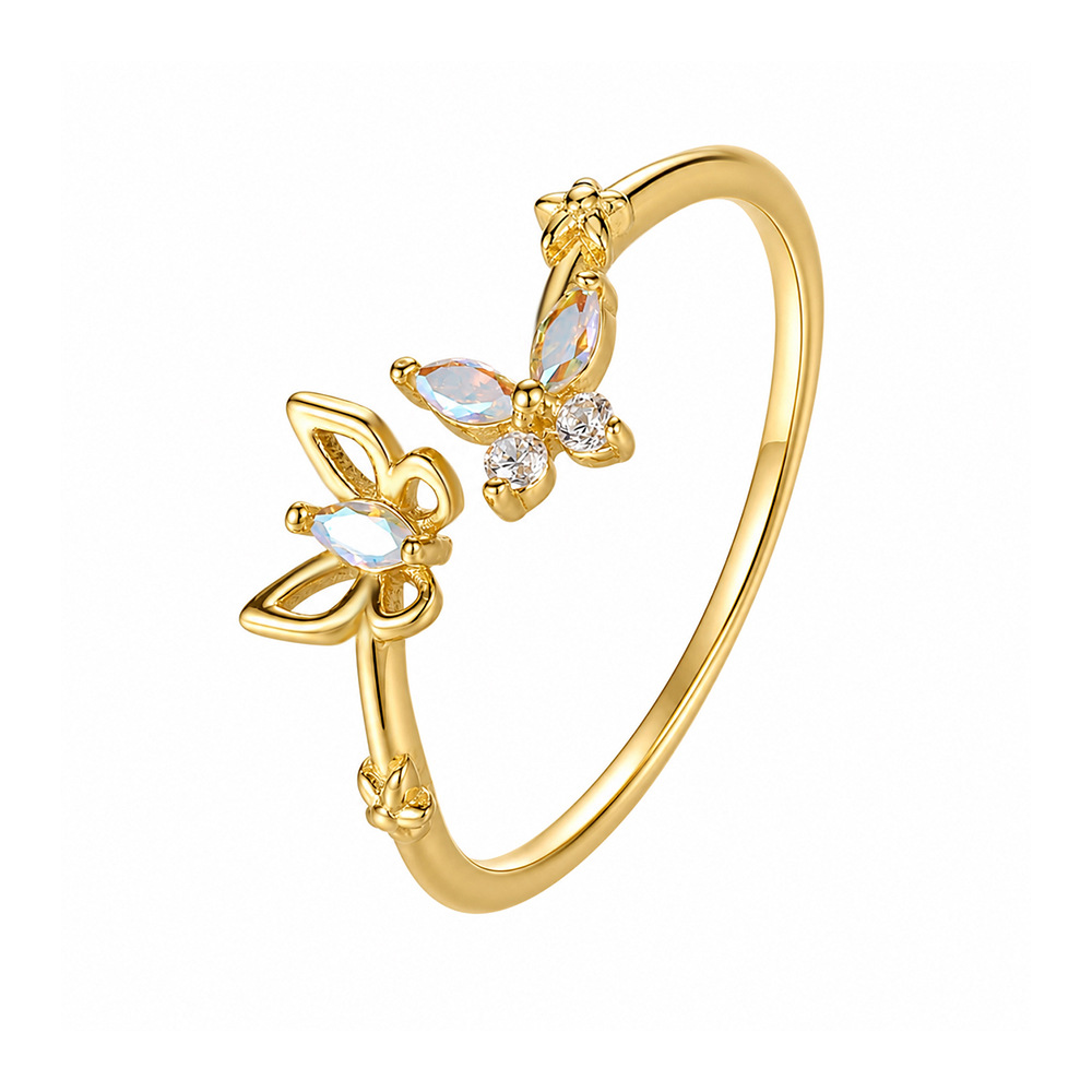 S925 Sterling Silver Open Ring with Colorful Sparkling Zirconia