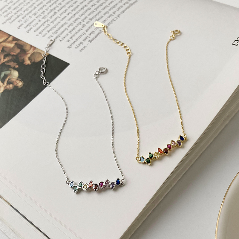 S925 Sterling Silver Bracelet Set with Colorful Zirconia