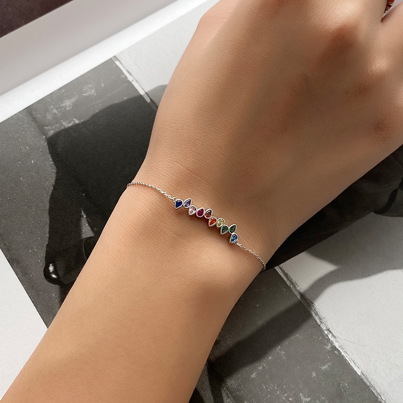 S925 Sterling Silver Bracelet Set with Colorful Zirconia