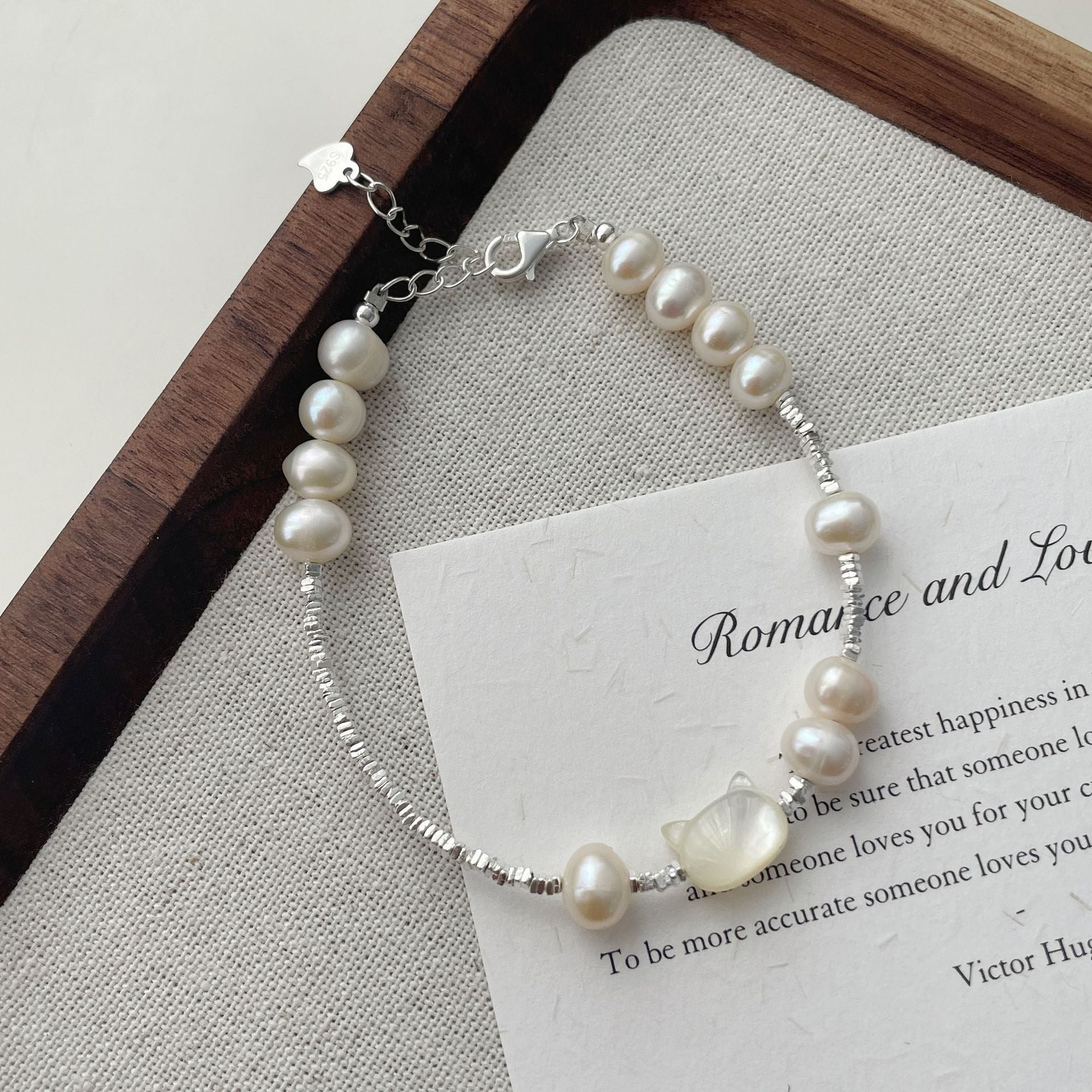925 sterling silver freshwater pearl bracelet