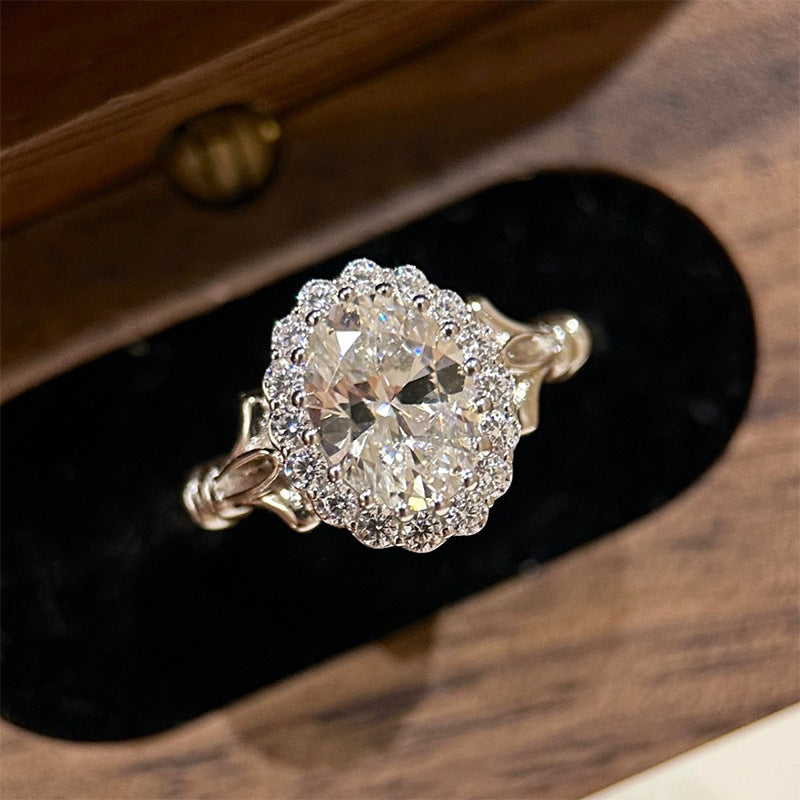 925 sterling silver sparkling zirconium ring - silvery