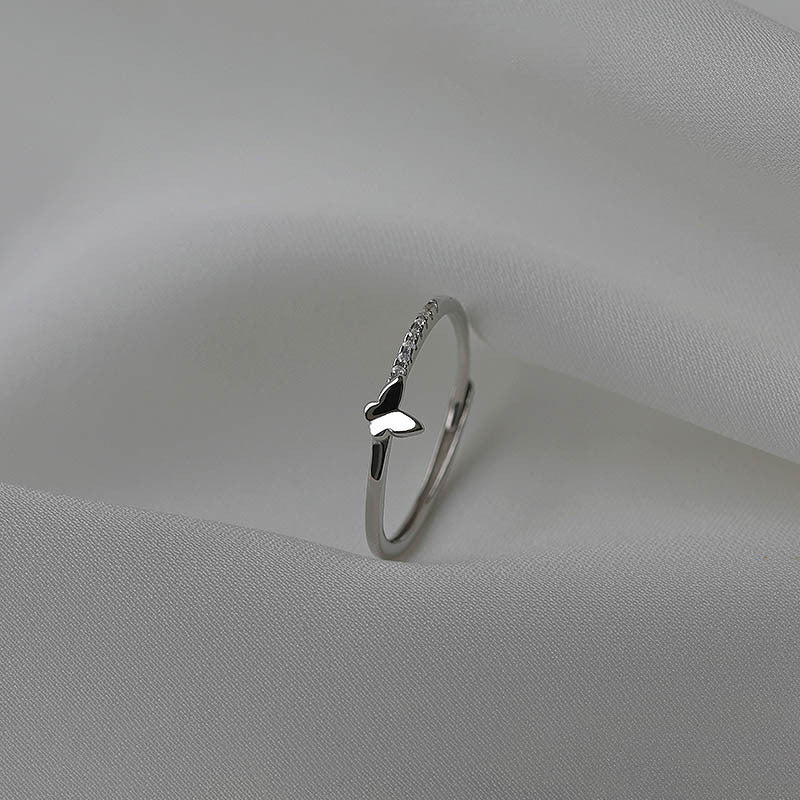 925 sterling silver butterfly ring - silvery