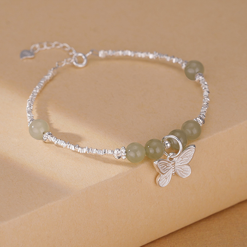 990 silver butterfly pendant bracelet - silvery
