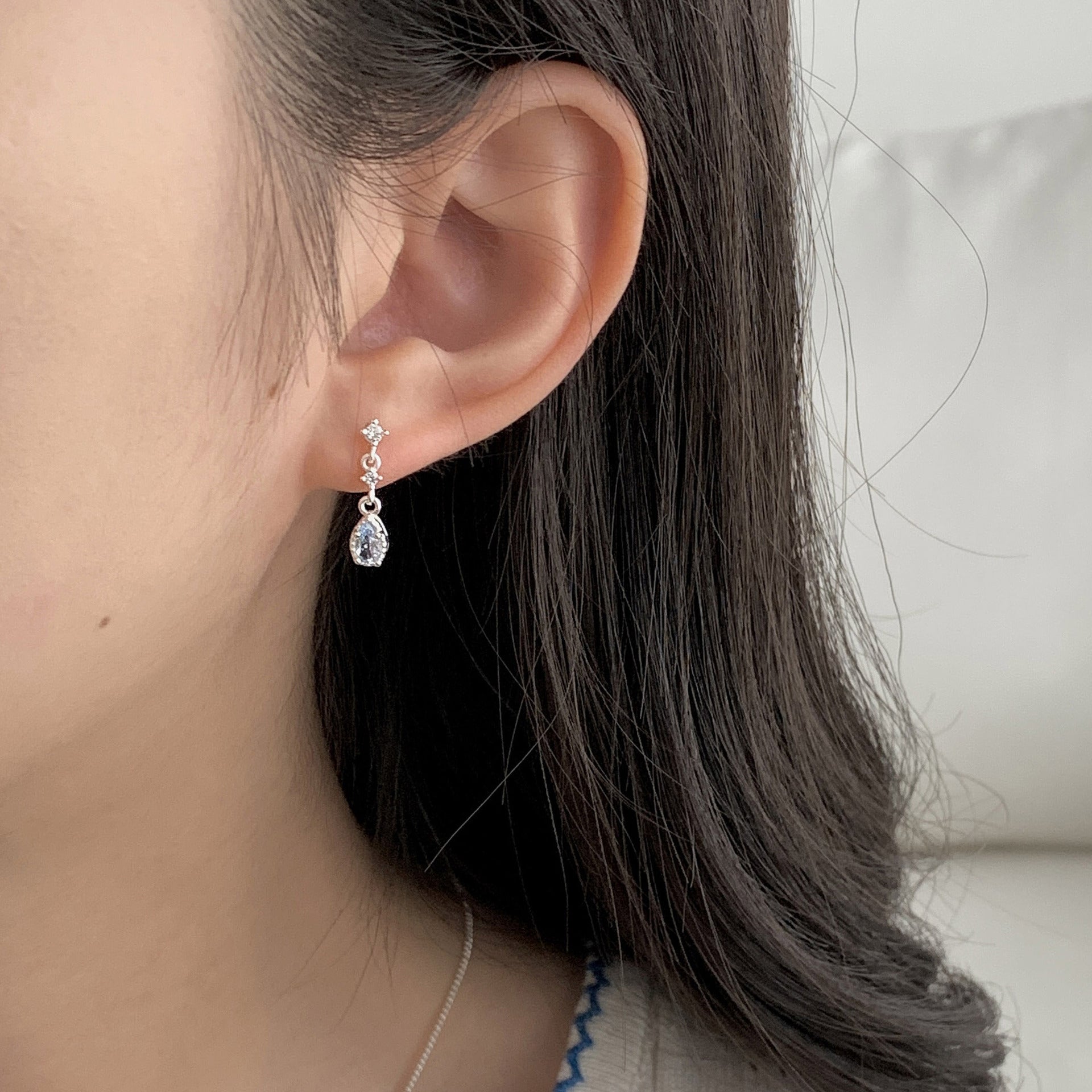 925 sterling silver drip earrings - silvery