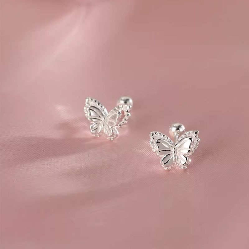 999 Silver Butterfly shaped Earrings - Silvery