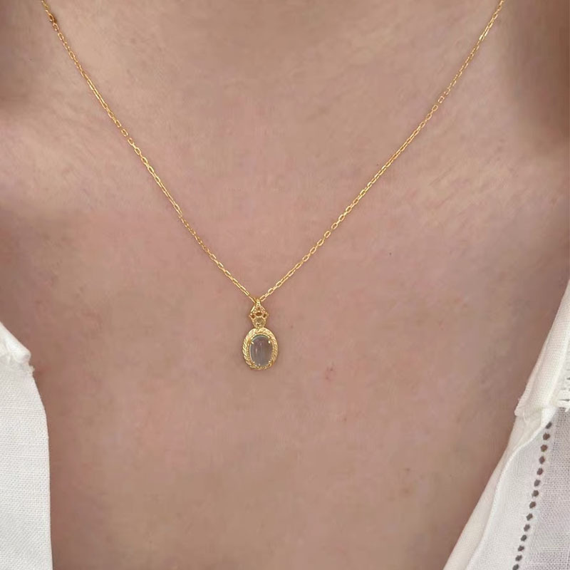 925 sterling silver aquamarine pendant necklace - golden