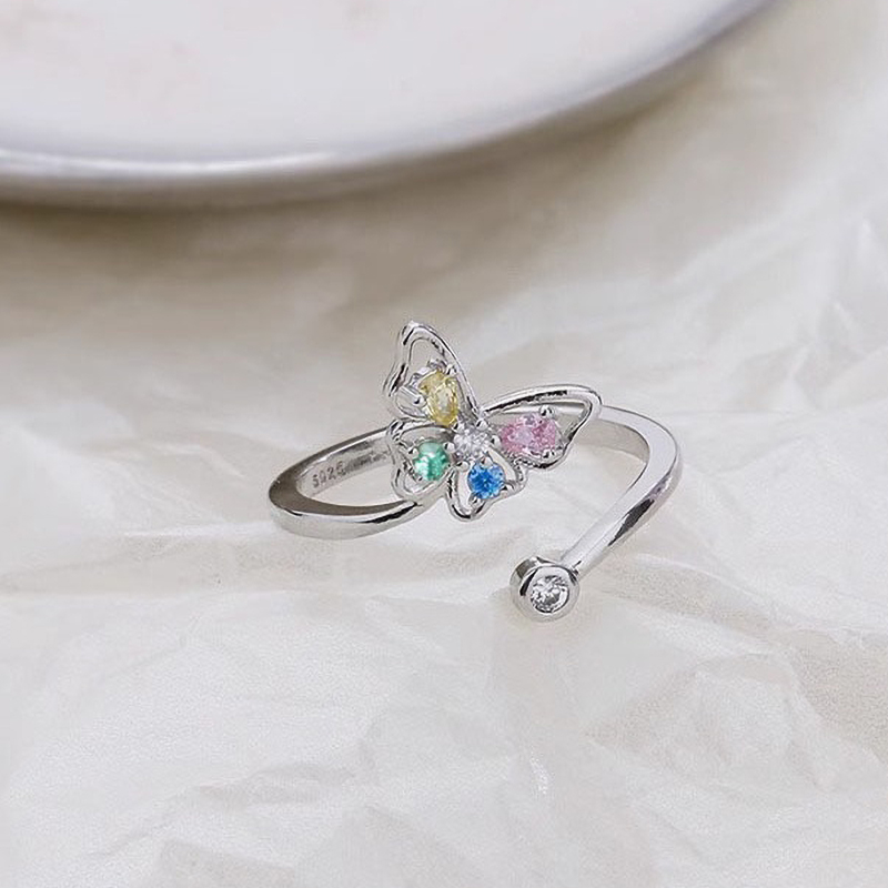 925 sterling silver butterfly ring - silvery