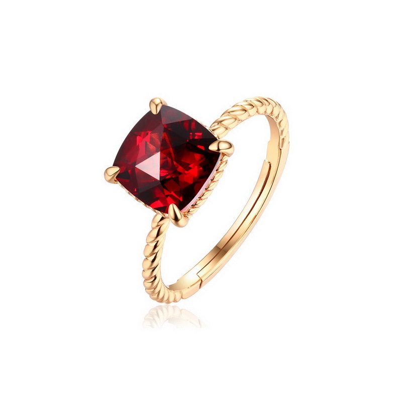S925 Sterling Silver Gold-Plated Multi-Colored Natural Gemstone Ring