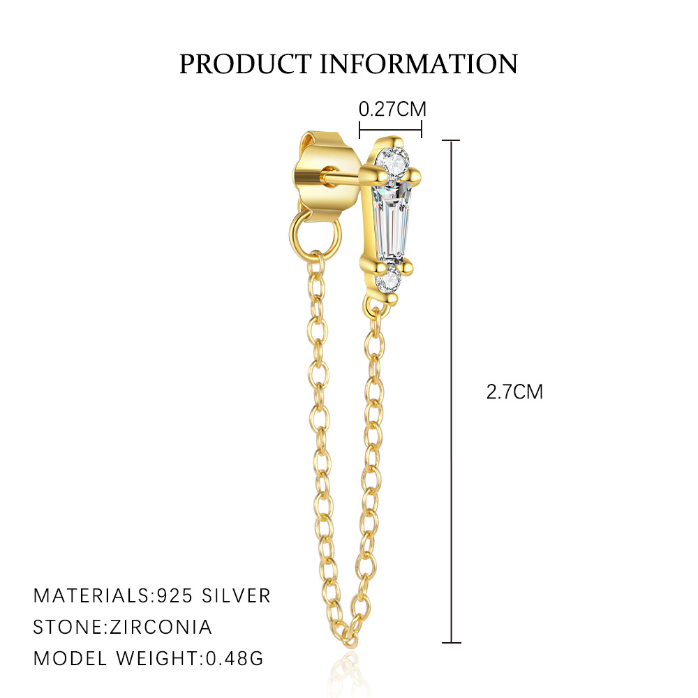 S925 sterling silver stud earrings with cubic zirconia