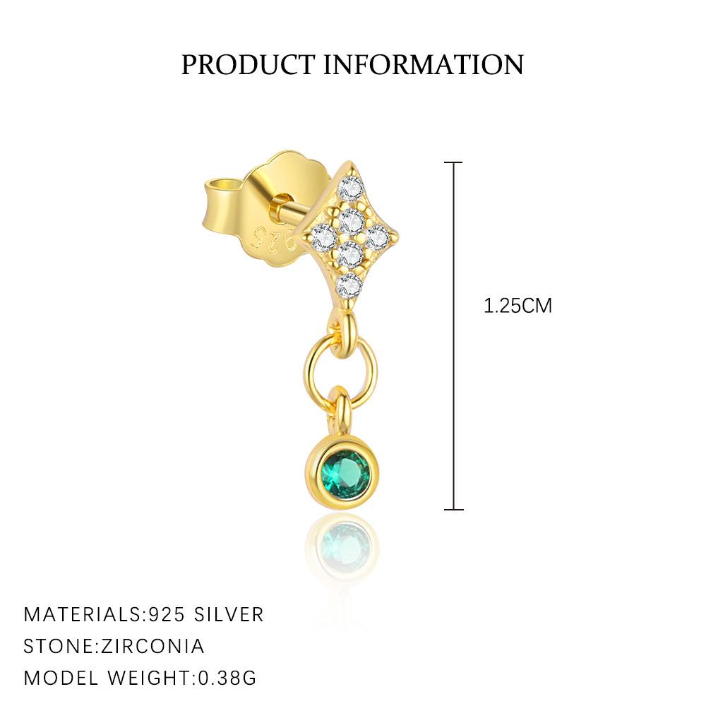 S925 Sterling Silver Zircon Stud Earrings
