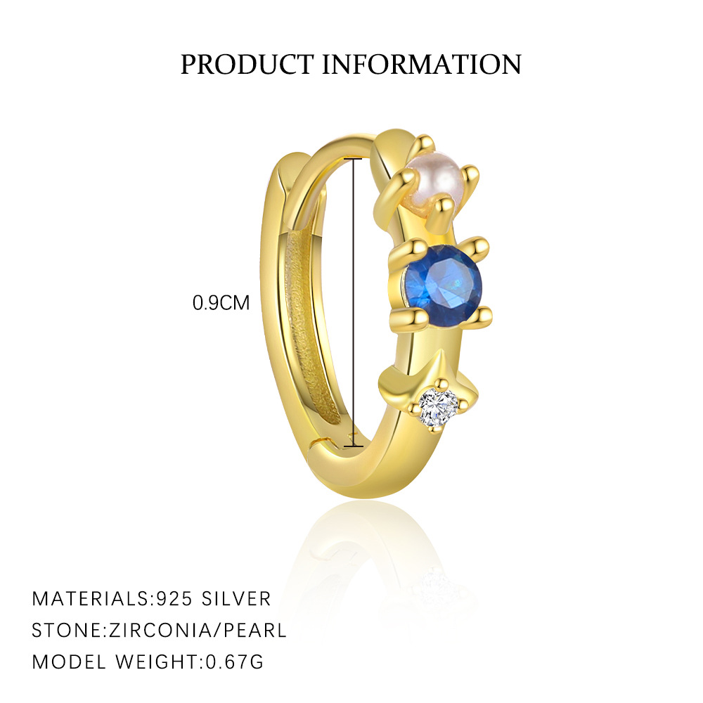 S925 Sterling Silver Blue Zircon Stud Earring Set