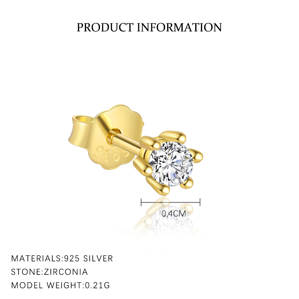S925 Sterling Silver Zircon Stud Earrings