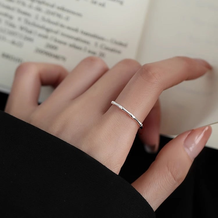 S925 Pure Silver Bamboo Knot Open Ring