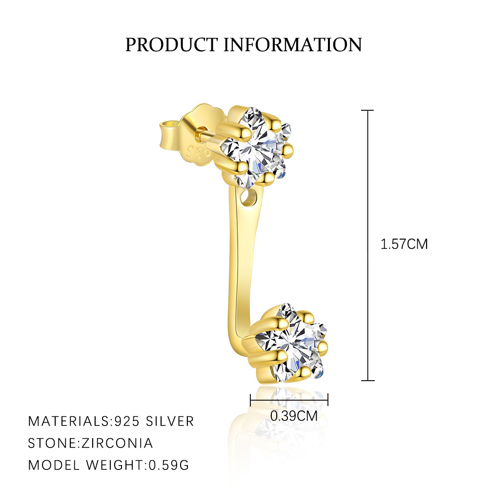 S925 Sterling Silver Zircon Stud Earrings