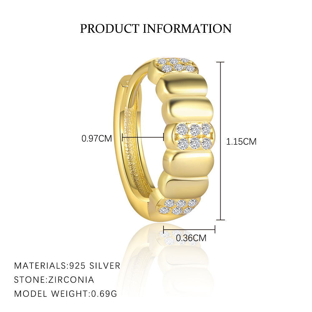 S925 Sterling Silver Zircon Huggie Earrings
