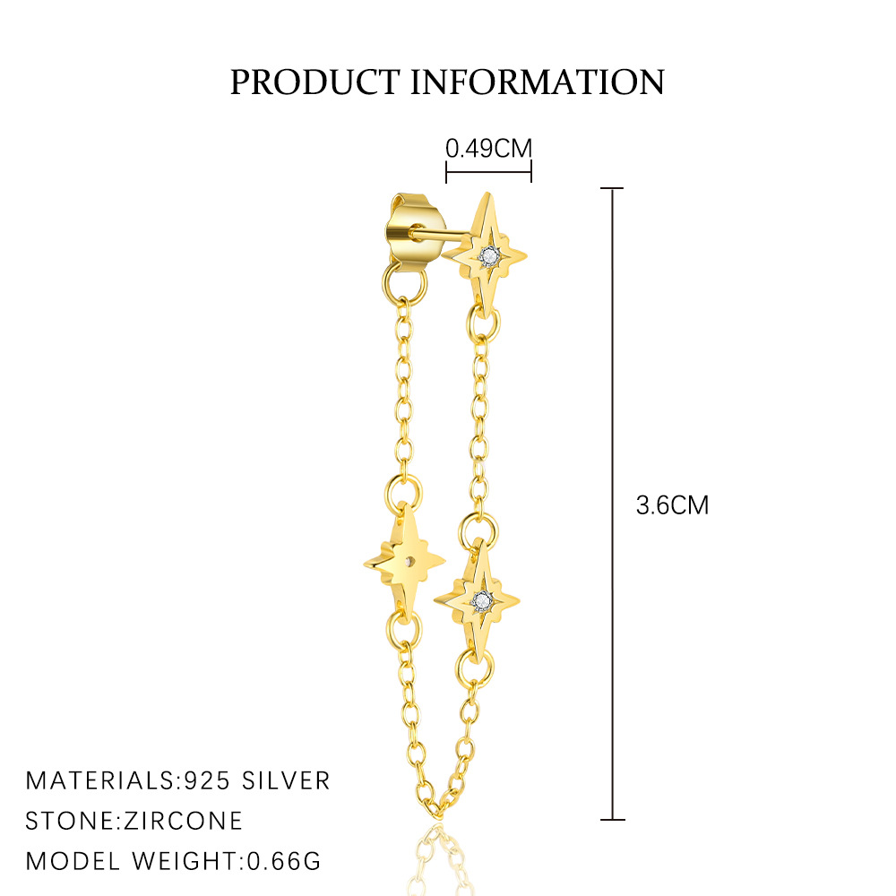 S925 sterling silver stud earrings with cubic zirconia