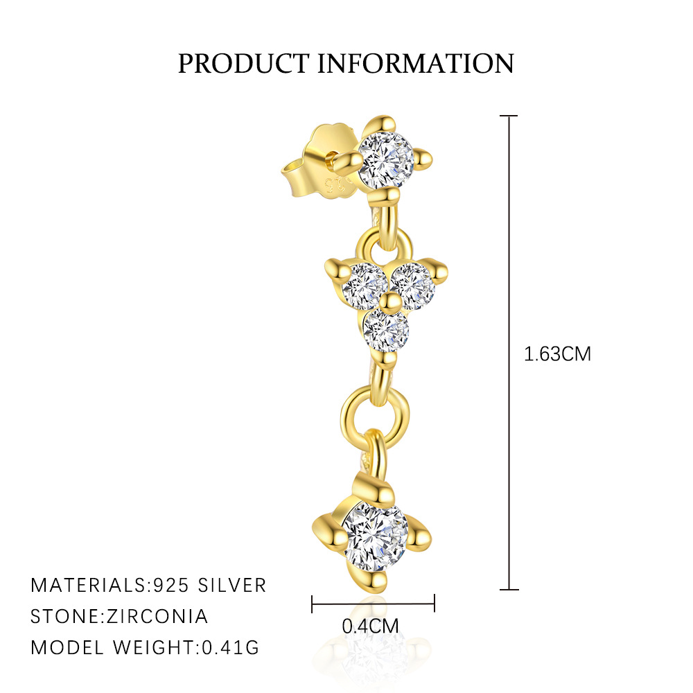 S925 Sterling Silver Zircon Stud Earrings