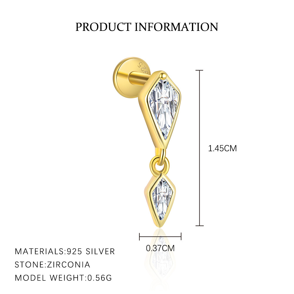 S925 sterling silver stud earrings with cubic zirconia