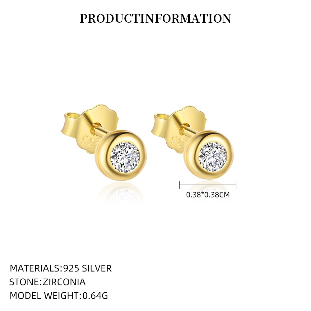 S925 Sterling Silver Small Square Cubic Zirconia Stud Earrings