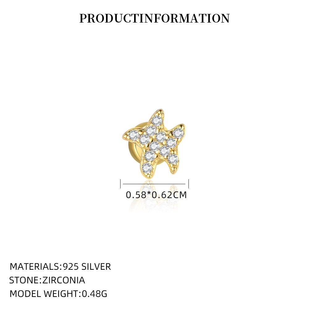 S925 Sterling Silver Zircon Stud Earrings
